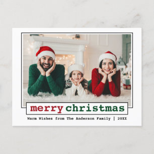 Trendy Type writer Font Merry Kerstfoto Briefkaart