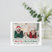 Trendy Type writer Font Merry Kerstfoto Briefkaart (Staand voorkant)