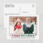 Trendy Type writer Font Prettige feestdagen Foto Briefkaart (Voorkant / Achterkant)