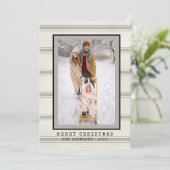 Trendy Type writer Font Rustic Photo Holiday Kaart (Staand voorkant)