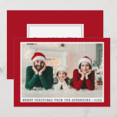 Trendy typemachine voor doopvont kerstfoto Rood Feestdagenkaart (Voorkant / Achterkant)
