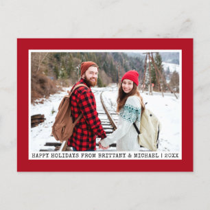 Trendy Typewriter Font Minimalist Foto Rood Briefkaart