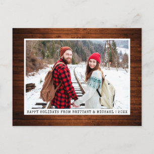 Trendy Typewriter Font Minimaliste Wood Foto Briefkaart