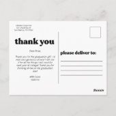 Trendy typografie afstudeer bedankje briefkaart (Achterkant)