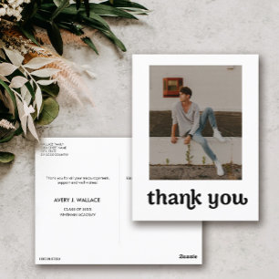 Trendy Typografie Afstudeerfoto Dank je wel Briefkaart
