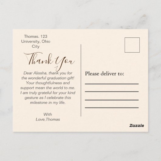 Trendy Typografie Afstuderen Dank Briefkaart (Achterkant)