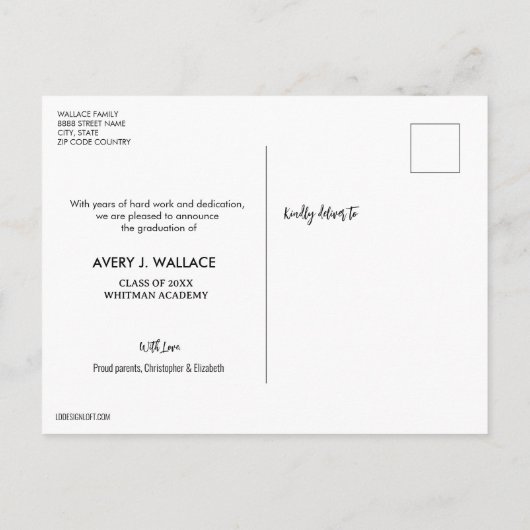 Trendy Typografie Afstuderen foto Afstuderen Briefkaart (Achterkant)