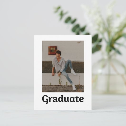 Trendy Typografie Afstuderen foto Afstuderen Briefkaart (Staand voorkant)