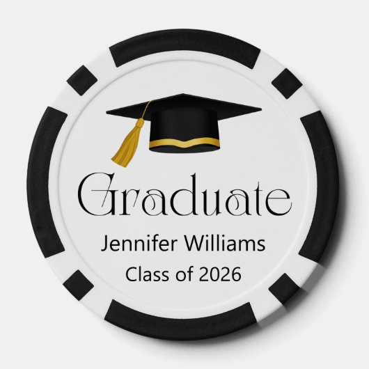 Trendy typografie afstuderen pet klasse van 2024 poker chips (Achterkant)