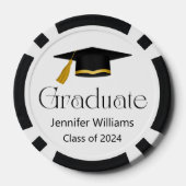 Trendy typografie afstuderen pet klasse van 2024 poker chips (Achterkant)