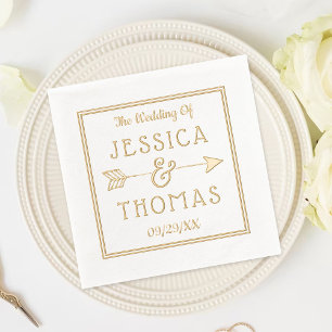 Trendy Typografie Ampersand & Arrow Wedding Folie Servetten