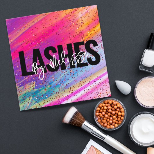 Trendy Typografie Beauty Make-up Artiest Lashes Vierkante Visitekaartje