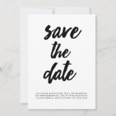 Trendy Typografie Black en White Save the Date Kaart (Voorkant)