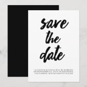 Trendy Typografie Black en White Save the Date Kaart (Voorkant / Achterkant)