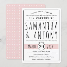 Trendy typografie blush roze trouwuitnodiging kaart