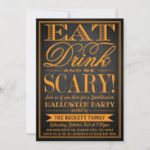Trendy Typografie Eat, Drink & Wees eng Halloween Kaart (Voorkant)