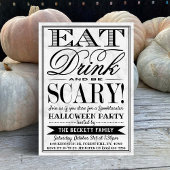 Trendy Typografie Eat, Drink & Wees eng Halloween Kaart
