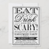 Trendy Typografie Eat, Drink & Wees eng Halloween Kaart (Voorkant)