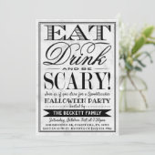 Trendy Typografie Eat, Drink & Wees eng Halloween Kaart (Staand voorkant)