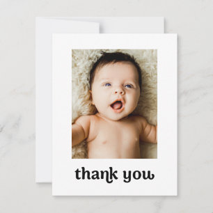 Trendy Typografie Eenvoudige Moderne 2 Babyfoto's Bedankkaart