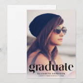 Trendy Typografie Foto Afstuderen Announement Aankondiging (Voorkant / Achterkant)