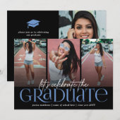 Trendy Typografie Foto Collage Graduparty Kaart (Voorkant / Achterkant)