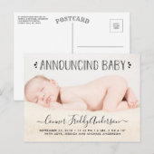 Trendy Typografie Foto geboorteaankondiging Aankondigingskaart (Voorkant / Achterkant)