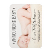 Trendy Typografie Foto geboorteaankondiging Magneet (Verticaal)