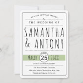 Trendy typografie groene trouwuitnodiging kaart (Voorkant)