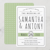 Trendy typografie groene trouwuitnodiging