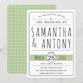 Trendy typografie groene trouwuitnodiging kaart