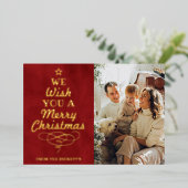 Trendy Typografie - Kerstboom - Echte foto Folie Feestdagenkaart (Staand Voorkant)