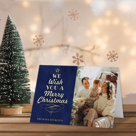 Trendy Typografie - Kerstboom - Echte foto Folie Feestdagenkaart