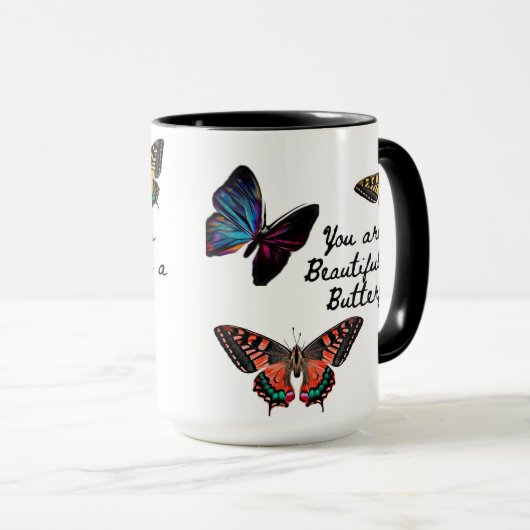 Trendy typografie kleurrijke vlinder zomer cadeau mok (Voorkant rechts)