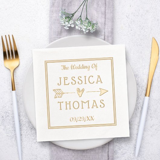 Trendy Typografie Love Heart & Arrow Wedding Folie Servetten