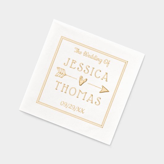 Trendy Typografie Love Heart & Arrow Wedding Folie Servetten (Links)