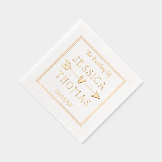 Trendy Typografie Love Heart & Arrow Wedding Folie Servetten (Rechts)