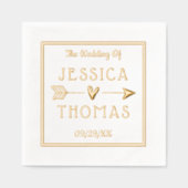 Trendy Typografie Love Heart & Arrow Wedding Folie Servetten (Voorkant)