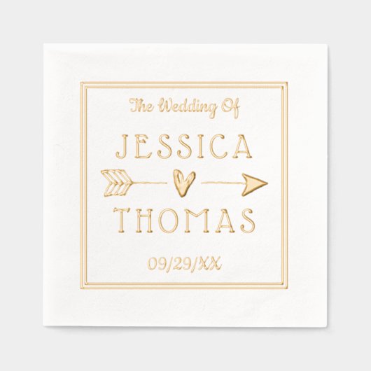 Trendy Typografie Love Heart & Arrow Wedding Folie Servetten (Voorkant)