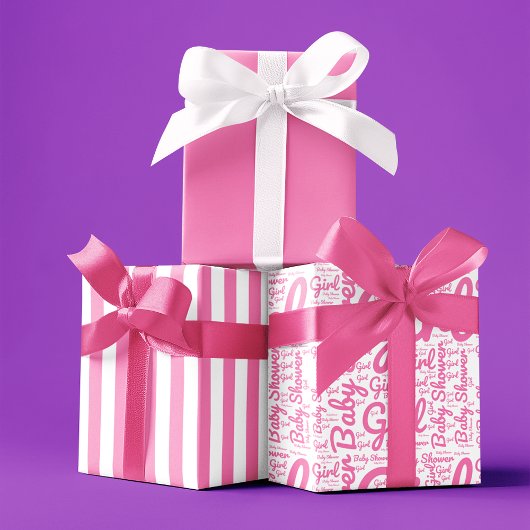 Trendy Typografie Meisje Script Baby shower Inpakpapier Vel