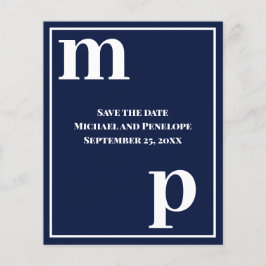 Trendy Typografie Navy Blue Budget Save the Date Flyer