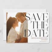 Trendy Typografie Overlay Tekst Foto Bruiloft Save The Date (Voorkant)
