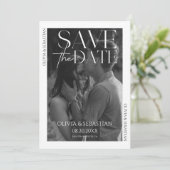 Trendy Typografie Overlay Tekst Foto Bruiloft Save The Date (Staand voorkant)