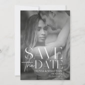 Trendy Typografie Overlay Tekst Foto Bruiloft Save The Date (Voorkant)