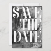 Trendy Typografie Overlay Tekst Foto Bruiloft Save The Date (Voorkant)