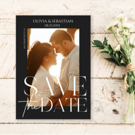 Trendy Typografie Overlay Tekst Foto Bruiloft Save The Date