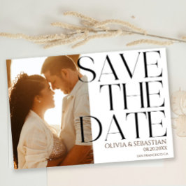 Trendy Typografie Overlay Tekst Foto Bruiloft Save The Date