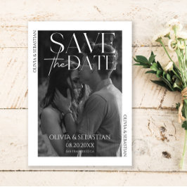 Trendy Typografie Overlay Tekst Foto Bruiloft Save The Date