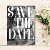 Trendy Typografie Overlay Tekst Foto Bruiloft Save The Date