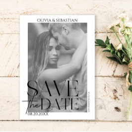 Trendy typografie overlay tekst foto bruiloft save the date